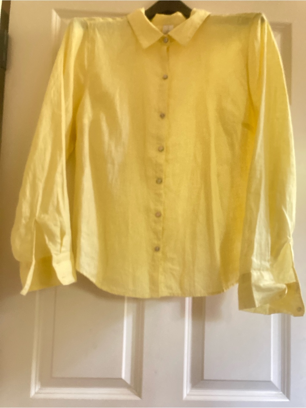 Joie Soft Yellow Linen Button-Front Shirt